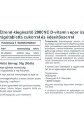 Vitaking Vitamin D3 2000 IU chewable tablet nutritional information and benefits label.